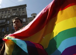 Protest by russian gay rights activist