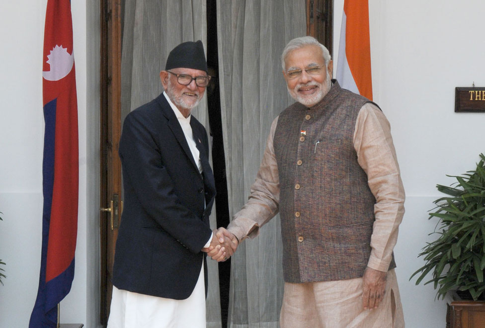 Indian PM Narendra Modi with Nepal's PM