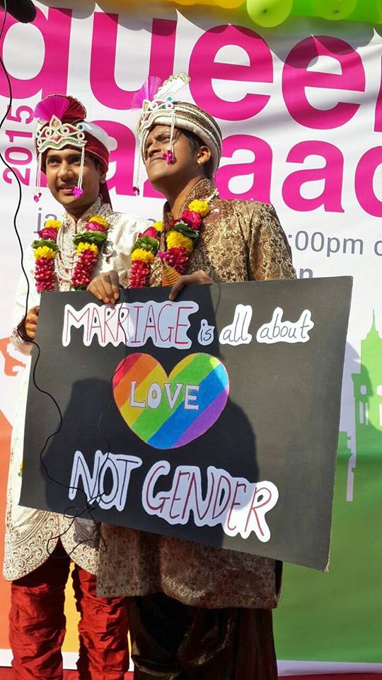 A Newly married gay couple in Mumbai's Pride
