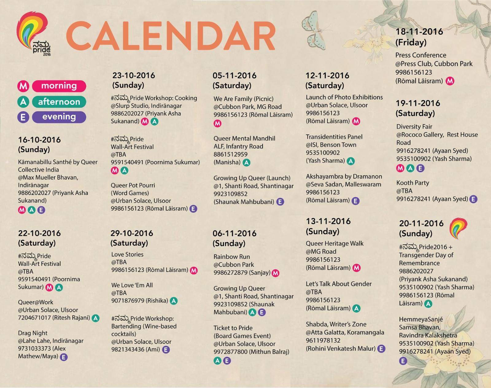 pride calendar bengaluru