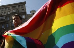 Protest by russian gay rights activist