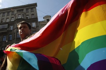 Protest by russian gay rights activist