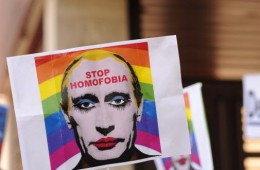 Putin poster in gay protest